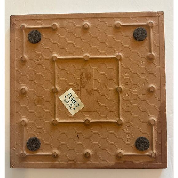 Vtg Furio Home Italian 8” Tile Trivet Yellow Blue Daisy Art Pottery Terra Cotta - Picture 8 of 13